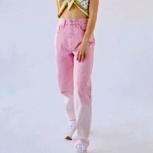 NWT Size 27 BDG Recycled High-Waisted Baggy Jeans Urban Outfitters Pink Ombré